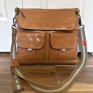 III Parcel Utility Messenger Crossbody Bag Purse Brown Tan P